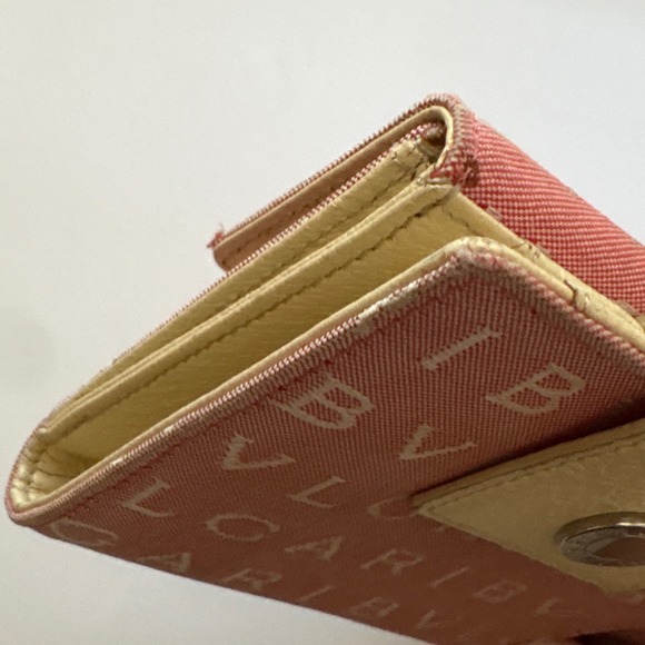 Bvlgari Canvas Leather Tri Fold Wallet Pink Monogram Snap Closure - Picture 5 of 15